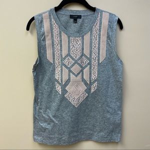 J.Crew grey cotton tank with chiffon detail size xs